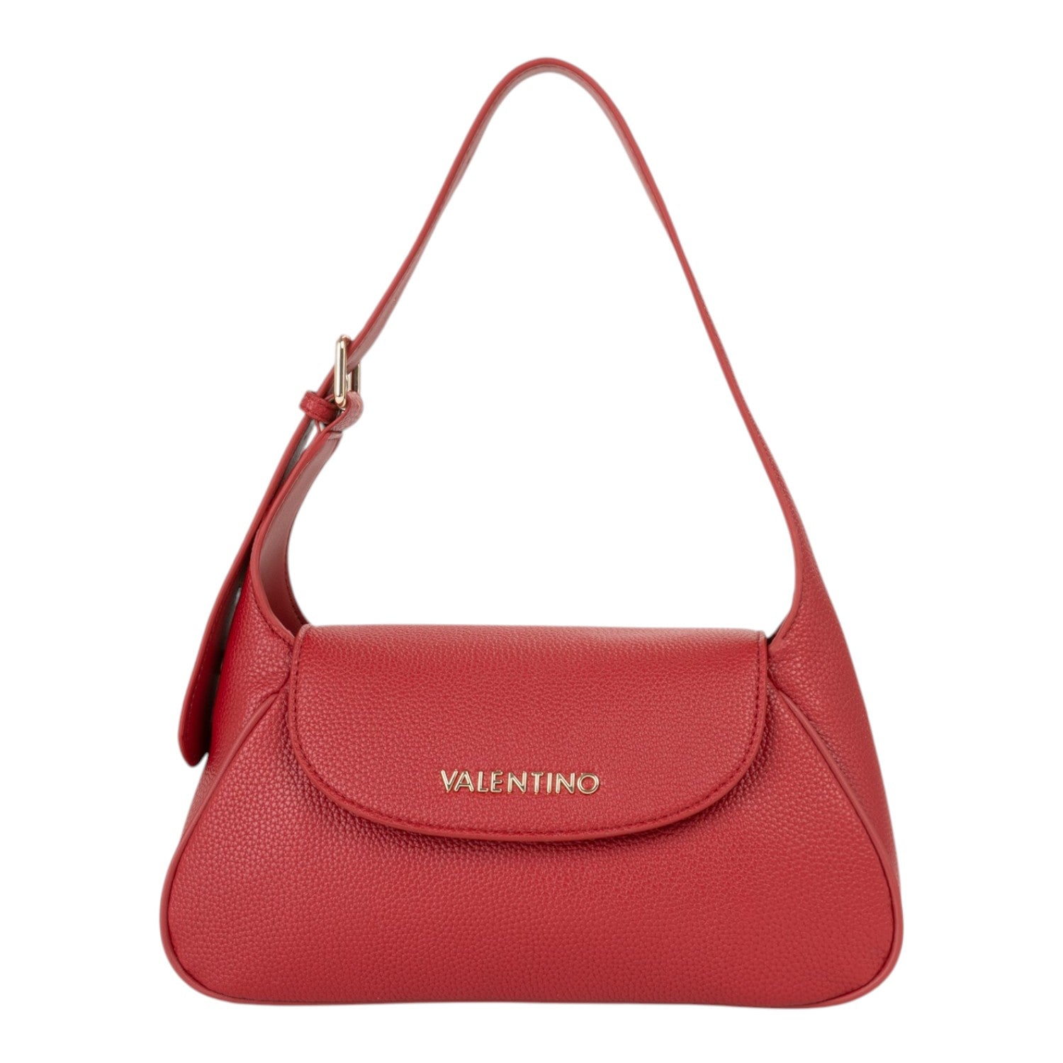 Lieblingstasche Flap Bag Daphne Re in red pebbled leather with gold-tone Valentino logo.