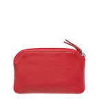 Lieblingstasche red leather keycase with zip closure and leather pull tab.