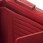 Lieblingstasche red leather wallet with multiple card slots and zipper closure