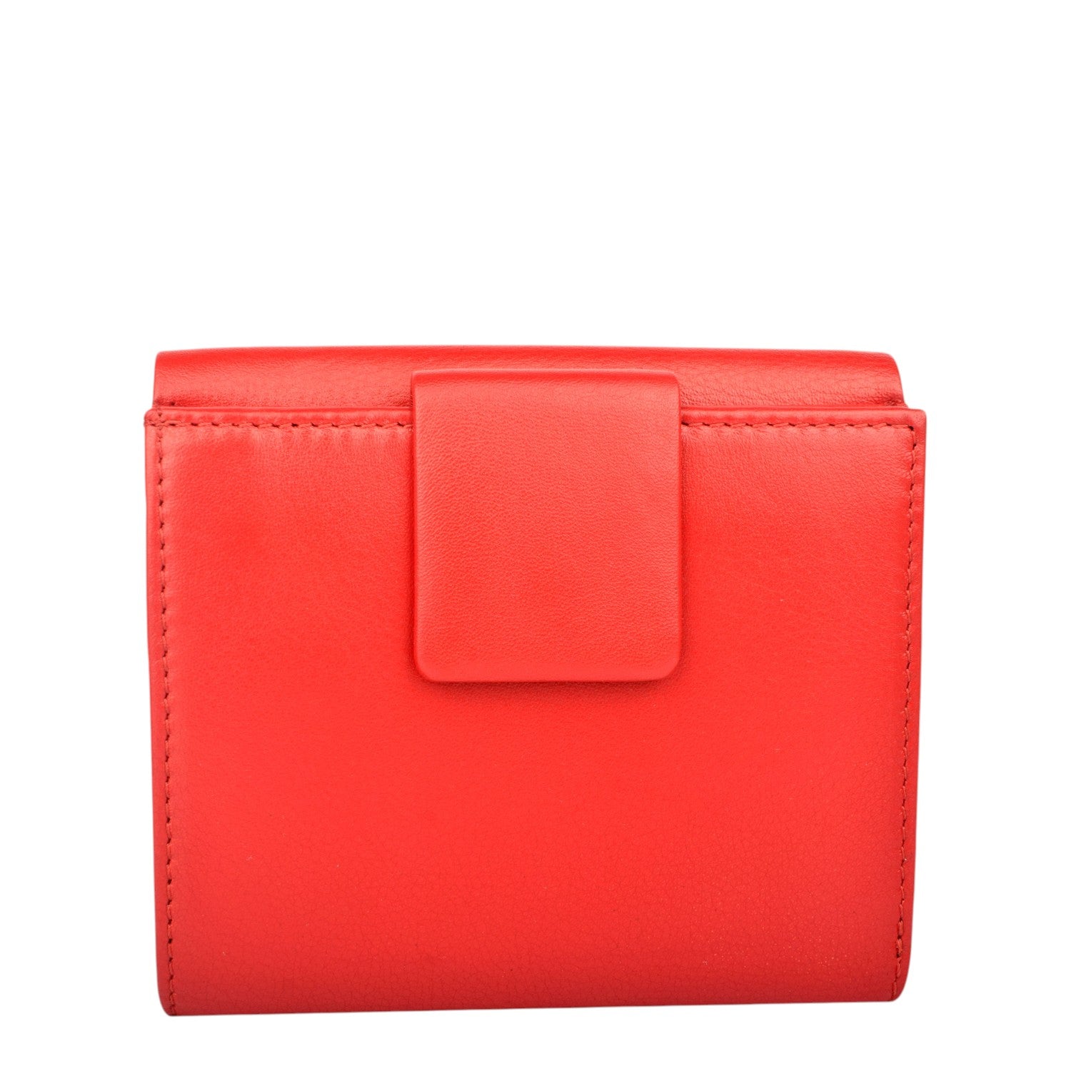 Lieblingstasche red leather tri-fold wallet with snap closure