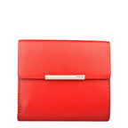 Lieblingstasche red leather tri-fold wallet with silver bar closure and MAITRE logo