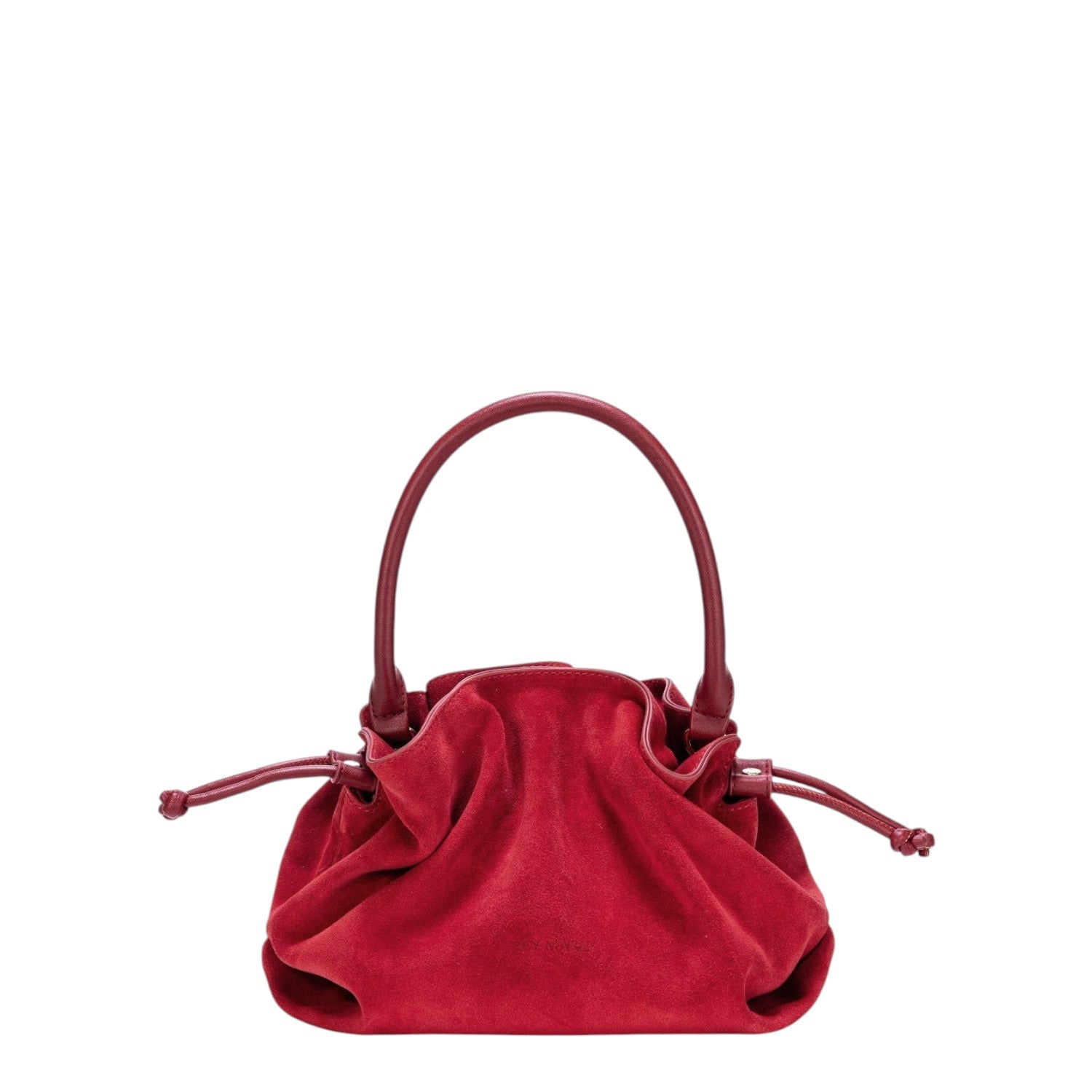Lieblingstasche Cool Companion Suede S handbag in vibrant red suede with a drawstring closure and top handle