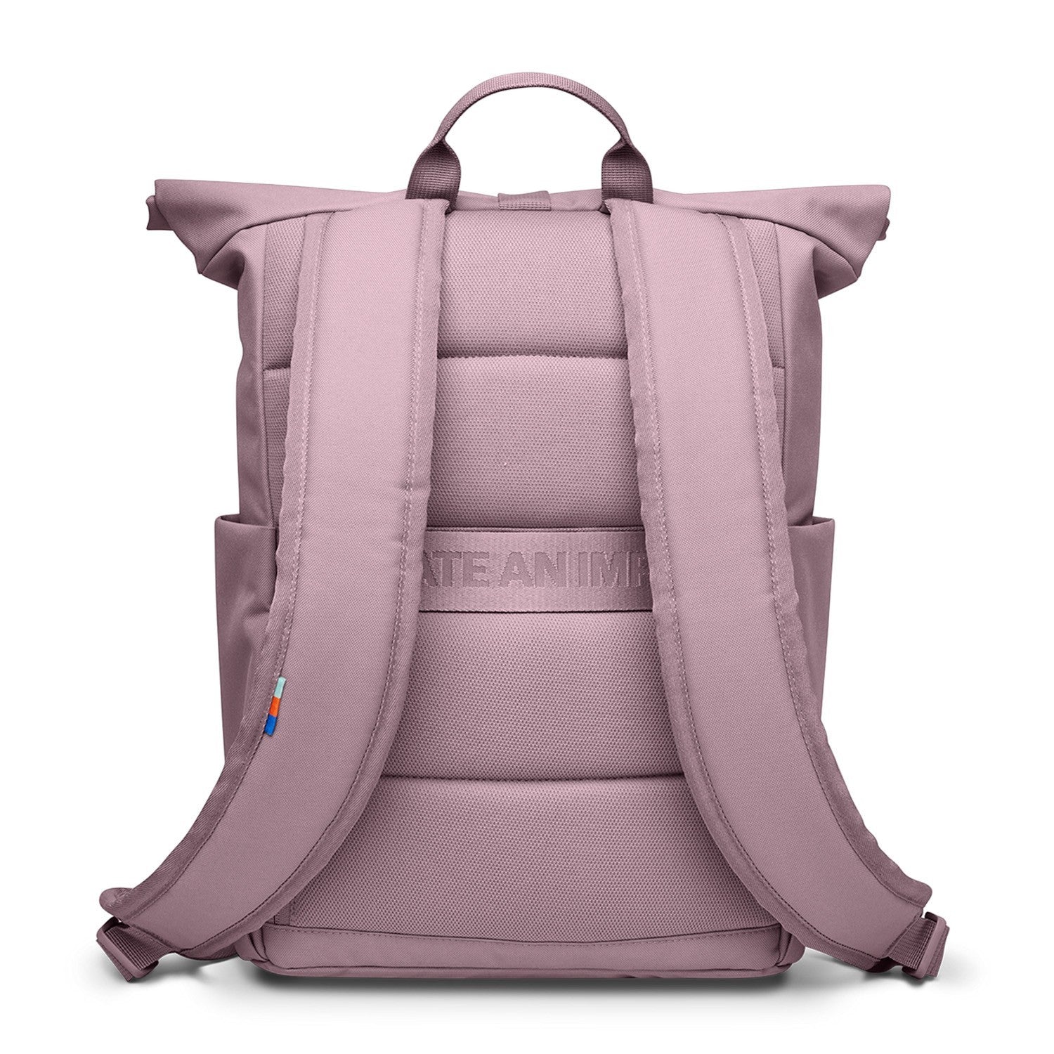 Lieblingstasche Rolltop Easy Small backpack in dusty rose pink, with padded straps and subtle embossed logo.