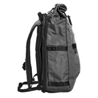 Lieblingstasche Rolly32 grey water-resistant rolltop backpack with padded straps and side view
