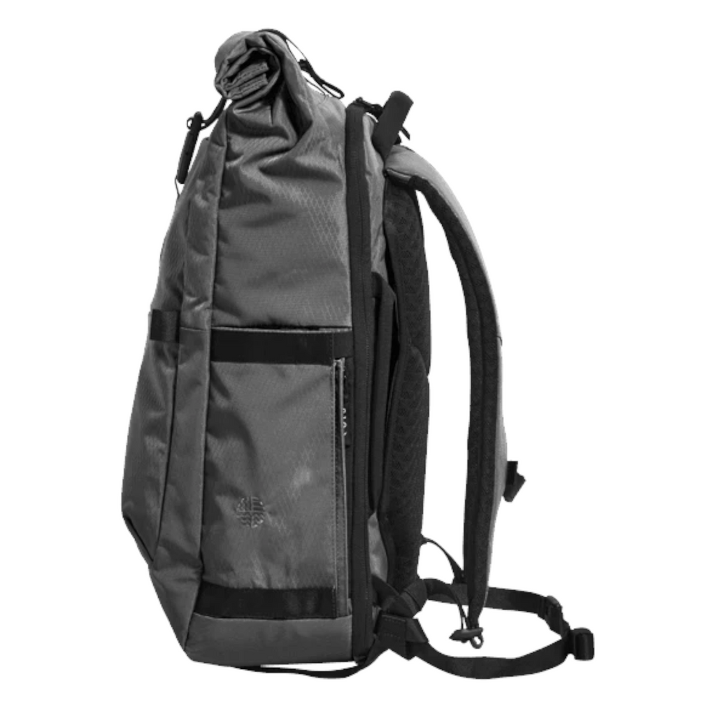 Lieblingstasche Rolly32 grey rolltop backpack with padded shoulder straps and side pockets for travel and daily use