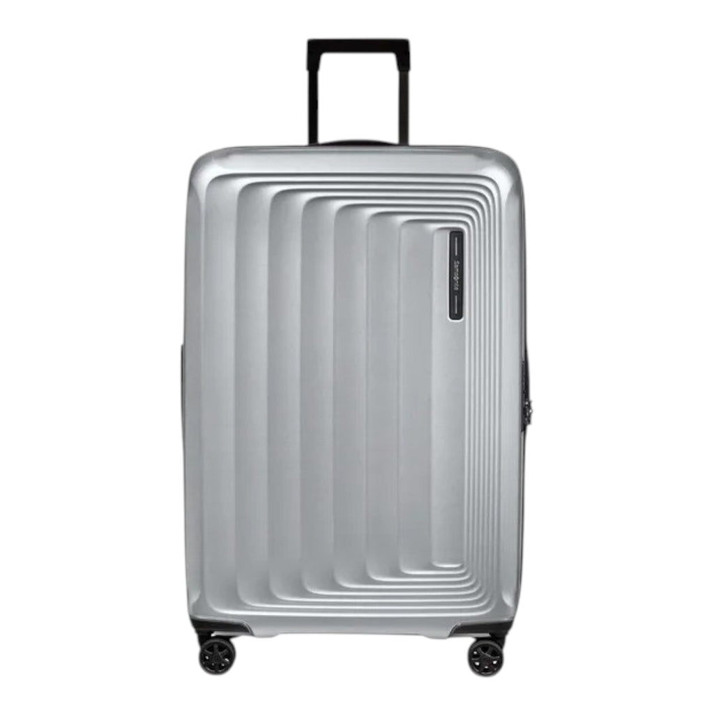 Lieblingstasche Samsonite Nuon Spinner 69/25 suitcase in silver with modern hardshell design and TSA lock