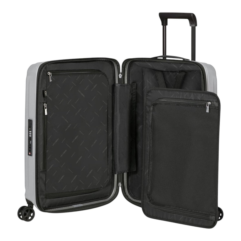 Lieblingstasche Samsonite Nuon Spinner 55/20 carry-on suitcase interior with organized compartments and TSA lock
