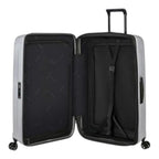 Lieblingstasche Samsonite NUON Spinner 69/25 suitcase in silver with open interior, TSA lock, and smooth wheels