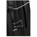 Lieblingstasche Samsonite Nuon spinner suitcase featuring a black hardshell, integrated TSA lock, and USB charging port.