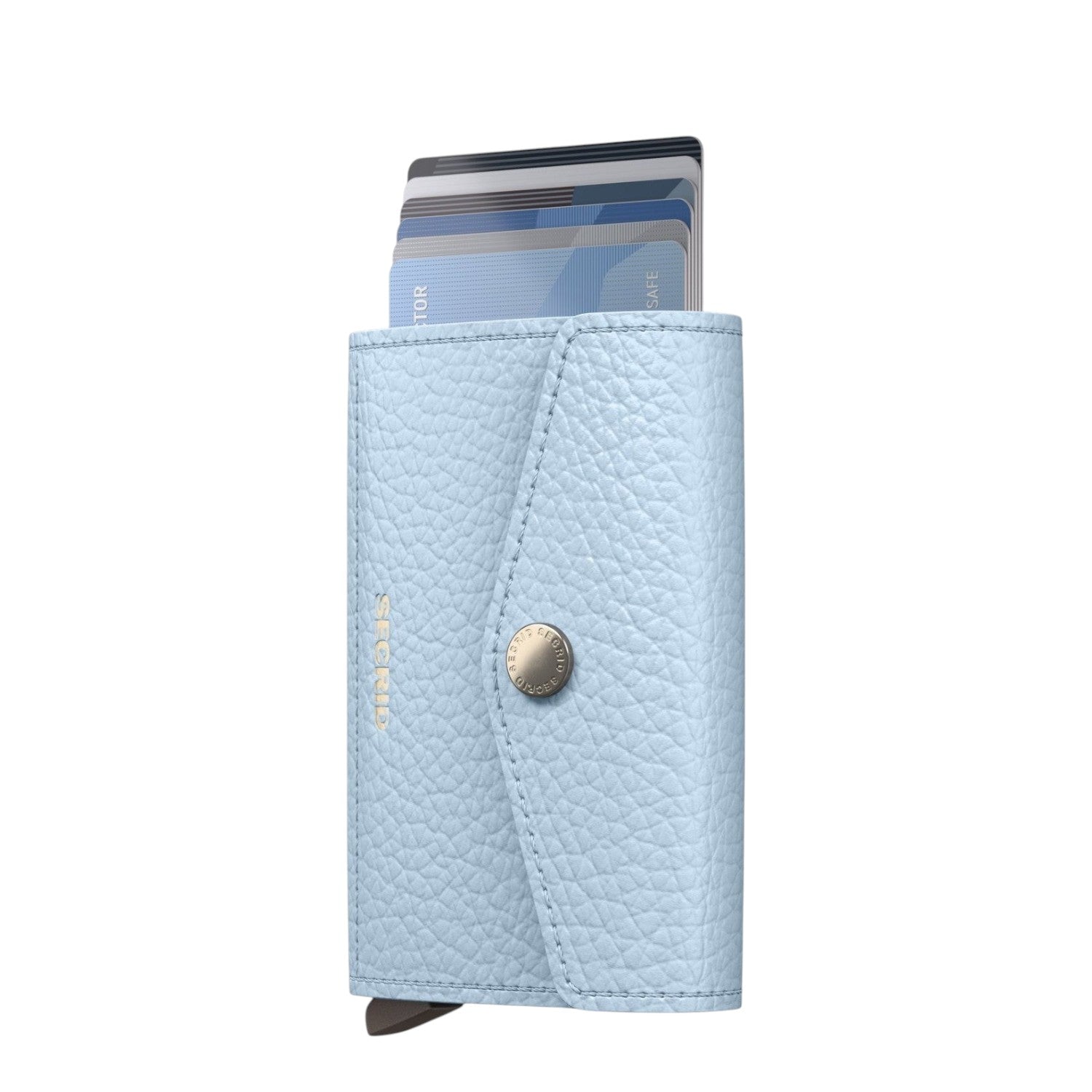 Lieblingstasche Secrid Envelope Pebble wallet in light blue textured leather with snap button and card protector