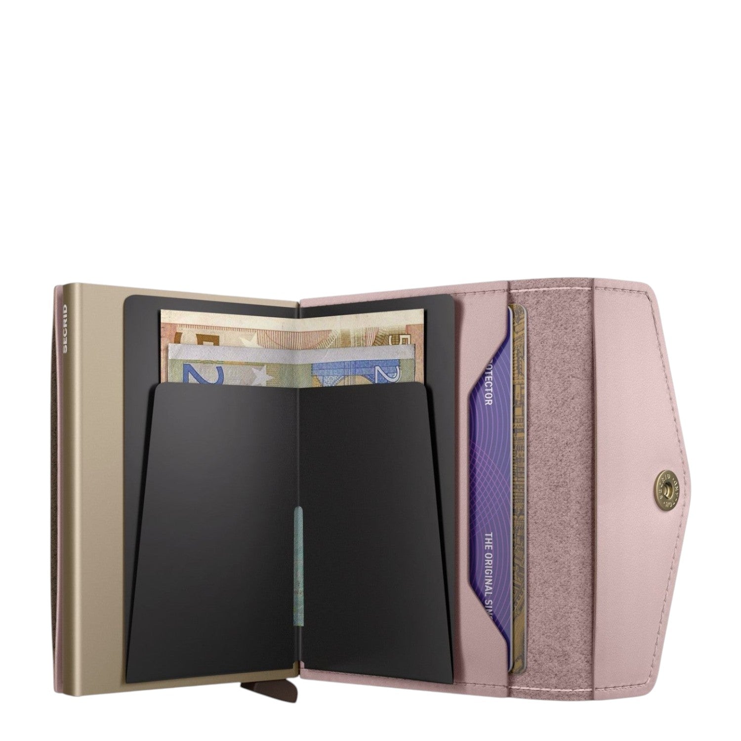 Lieblingstasche Secrid Envelope wallet in metallic pink leather with an integrated card protector and snap closure