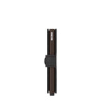 Lieblingstasche Secrid Miniwallet in black leather with a dark brown card protector and snap button closure