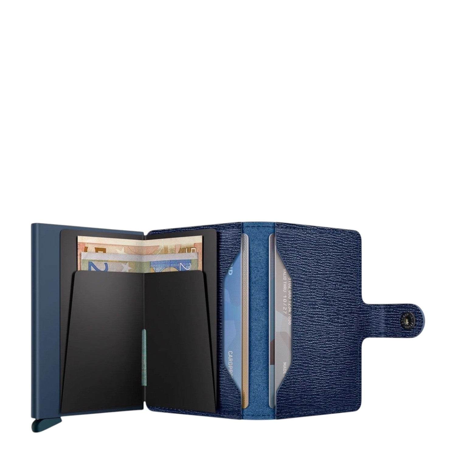 Lieblingstasche Secrid Miniwallet Crisple in blue leather with integrated card protector and cash storage
