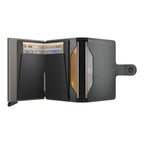 Lieblingstasche Secrid Miniwallet Matte Satin in black leather with aluminium card protector and banknote storage