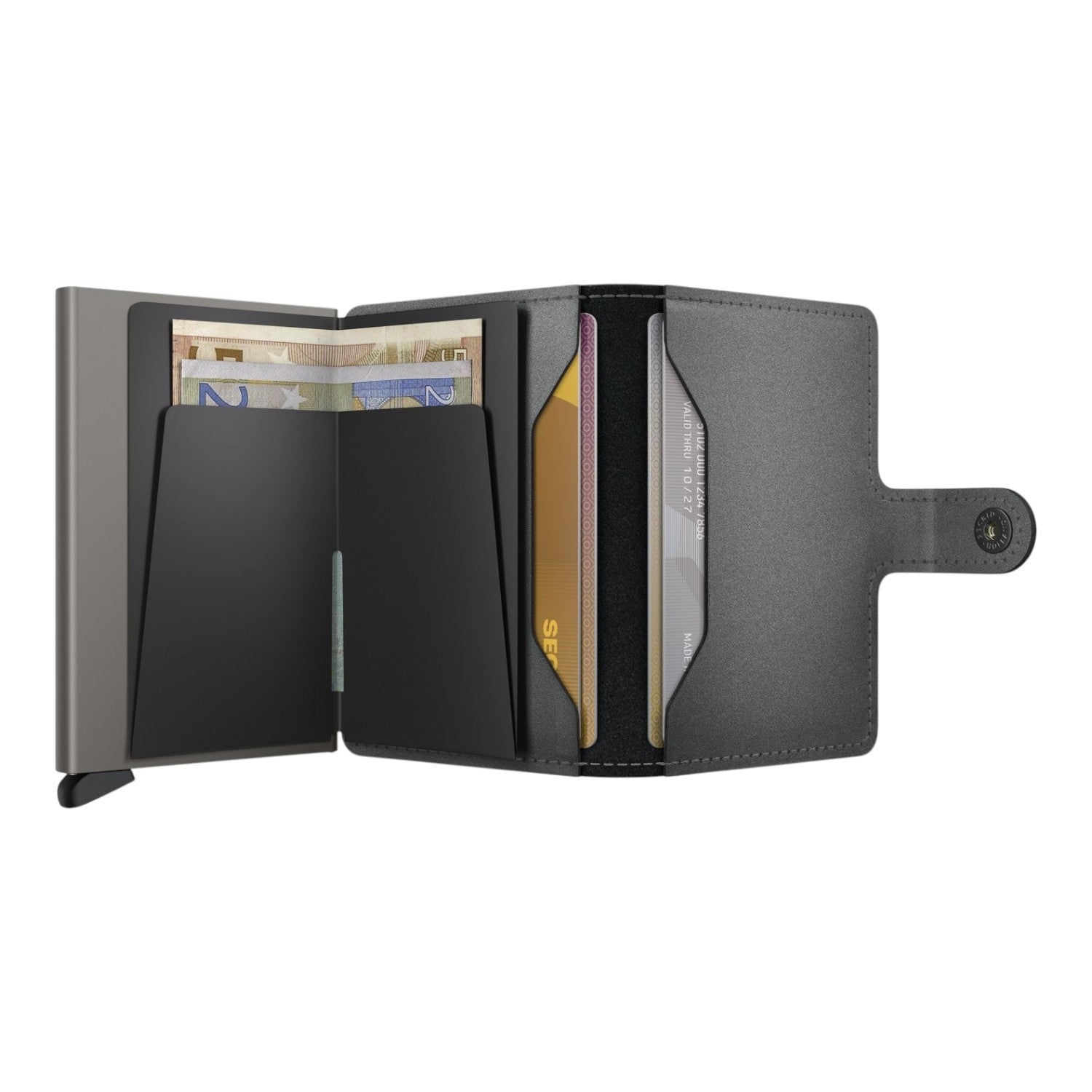 Lieblingstasche Secrid Miniwallet Matte Satin in black leather with aluminium card protector and banknote storage
