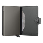 Lieblingstasche Secrid Miniwallet Matte Satin in dark grey leather with aluminium card protector and snap closure