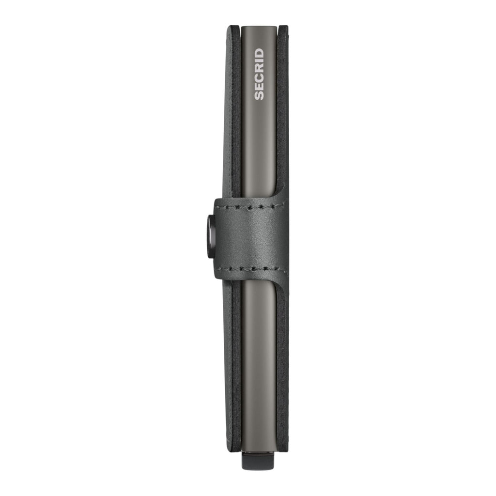 Lieblingstasche Secrid Miniwallet Matte Satin in dark grey leather with aluminium card protector, side view