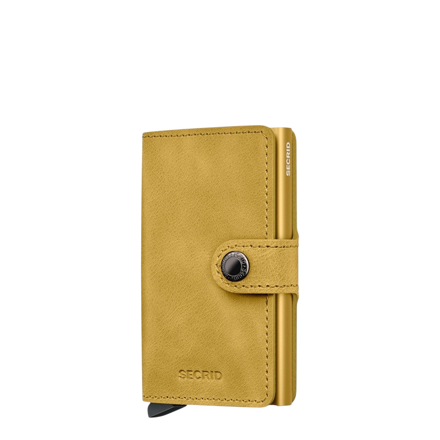 Lieblingstasche Secrid Miniwallet Vintage in mustard yellow leather with RFID protection and snap button closure