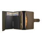 Lieblingstasche Secrid Miniwallet Matte in olive green leather with aluminum card protector and cash storage
