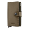 Lieblingstasche Secrid Miniwallet Matte Satin in olive green leather with aluminum card protector and snap closure