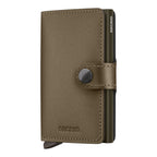 Lieblingstasche Secrid Miniwallet Matte Satin in olive green leather with aluminum card protector and snap closure