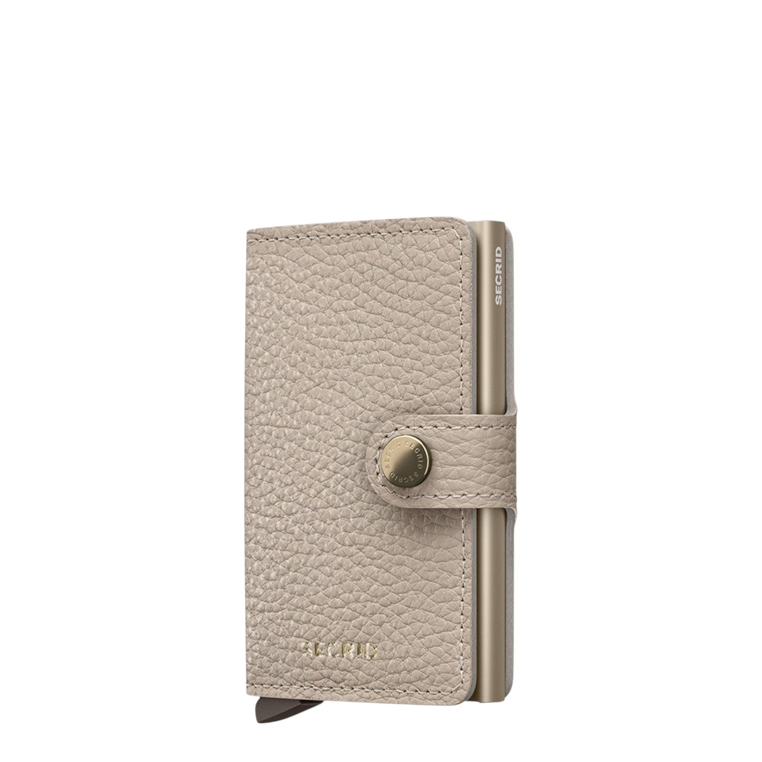 Lieblingstasche Secrid Miniwallet Pebble in beige textured leather with a secure snap button and RFID protection