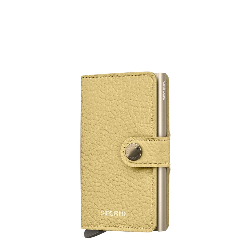 Lieblingstasche Secrid Miniwallet Pebble in pale yellow textured leather with a secure snap button closure