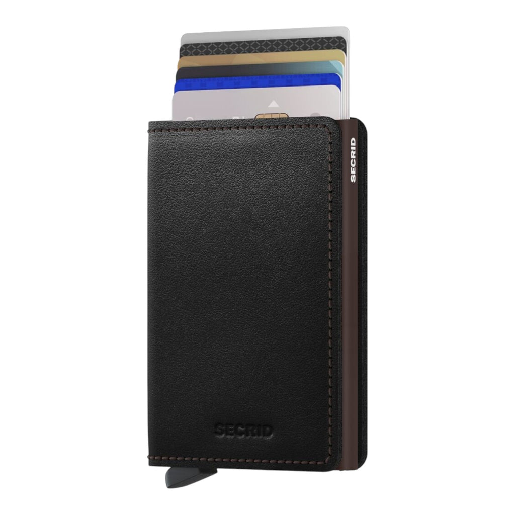 Lieblingstasche Secrid Slimwallet Original in black leather with aluminium card protector and RFID protection.