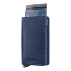 Lieblingstasche Secrid Slimwallet Crisple in blue leather with Saffiano texture and RFID-protected card holder