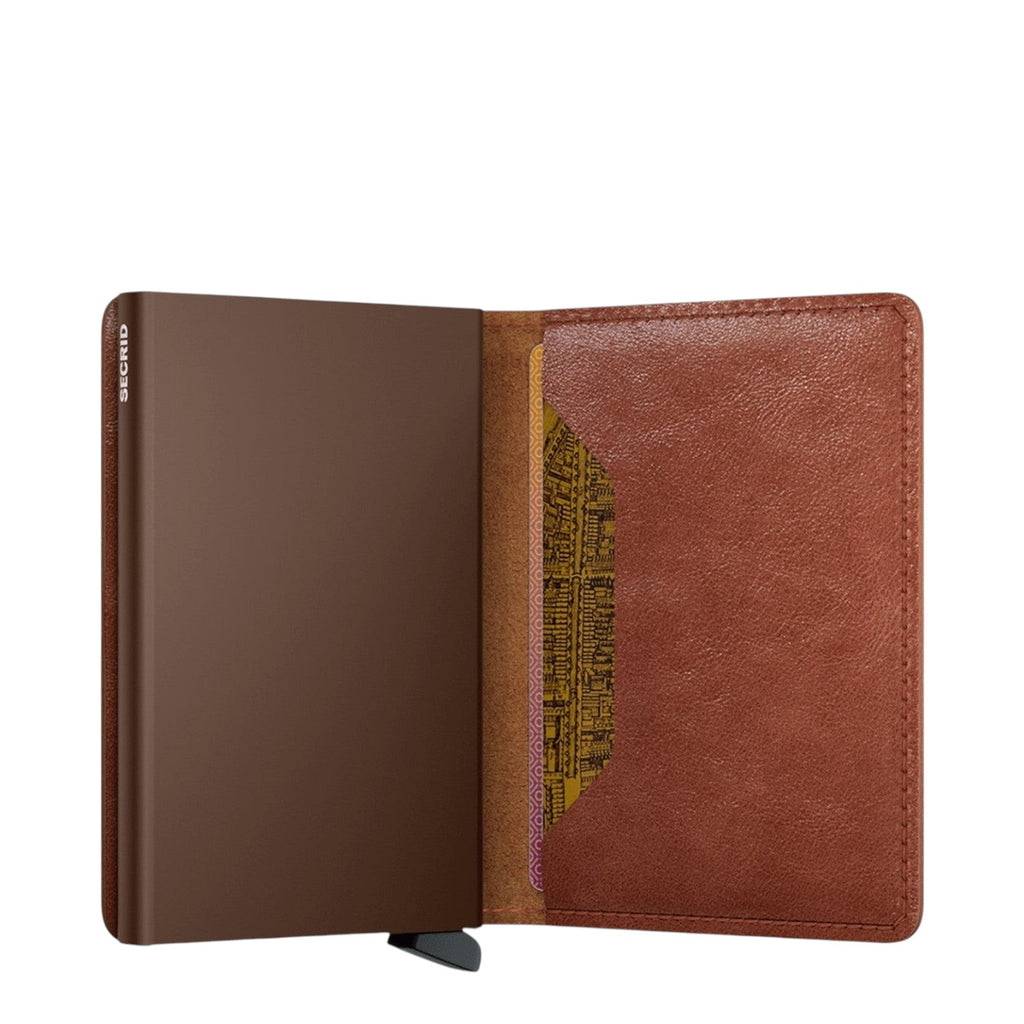 Lieblingstasche Secrid Slimwallet in brown leather with integrated RFID-blocking card protector mechanism