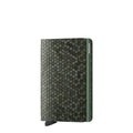 Lieblingstasche Secrid Slimwallet Hexagon in dark green with a textured honeycomb pattern and RFID protection