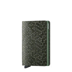 Lieblingstasche Secrid Slimwallet Hexagon in dark green with a textured honeycomb pattern and RFID protection