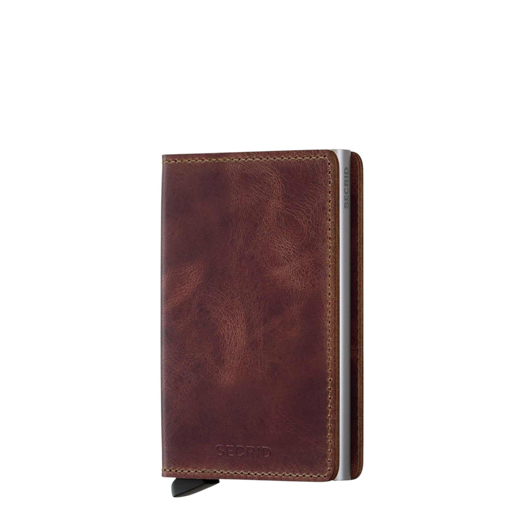 Lieblingstasche Secrid Slimwallet Vintage in brown leather with integrated RFID-protected card protector mechanism