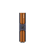 Lieblingstasche Secrid Twinwallet Matte in orange with blue leather trim and secure RFID card protection mechanism