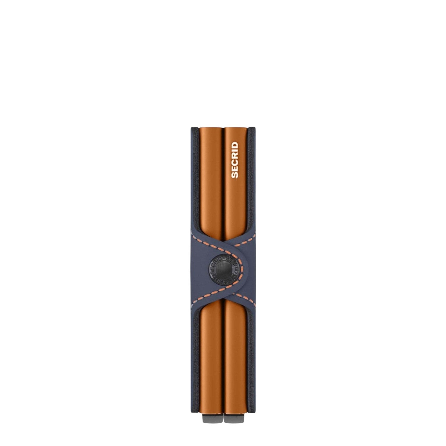 Lieblingstasche Secrid Twinwallet Matte in orange with blue leather trim and secure RFID card protection mechanism