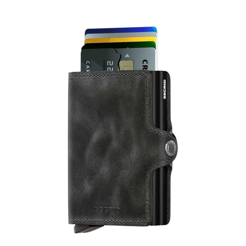 Lieblingstasche Secrid Twinwallet in vintage black leather with RFID protection and card ejector mechanism