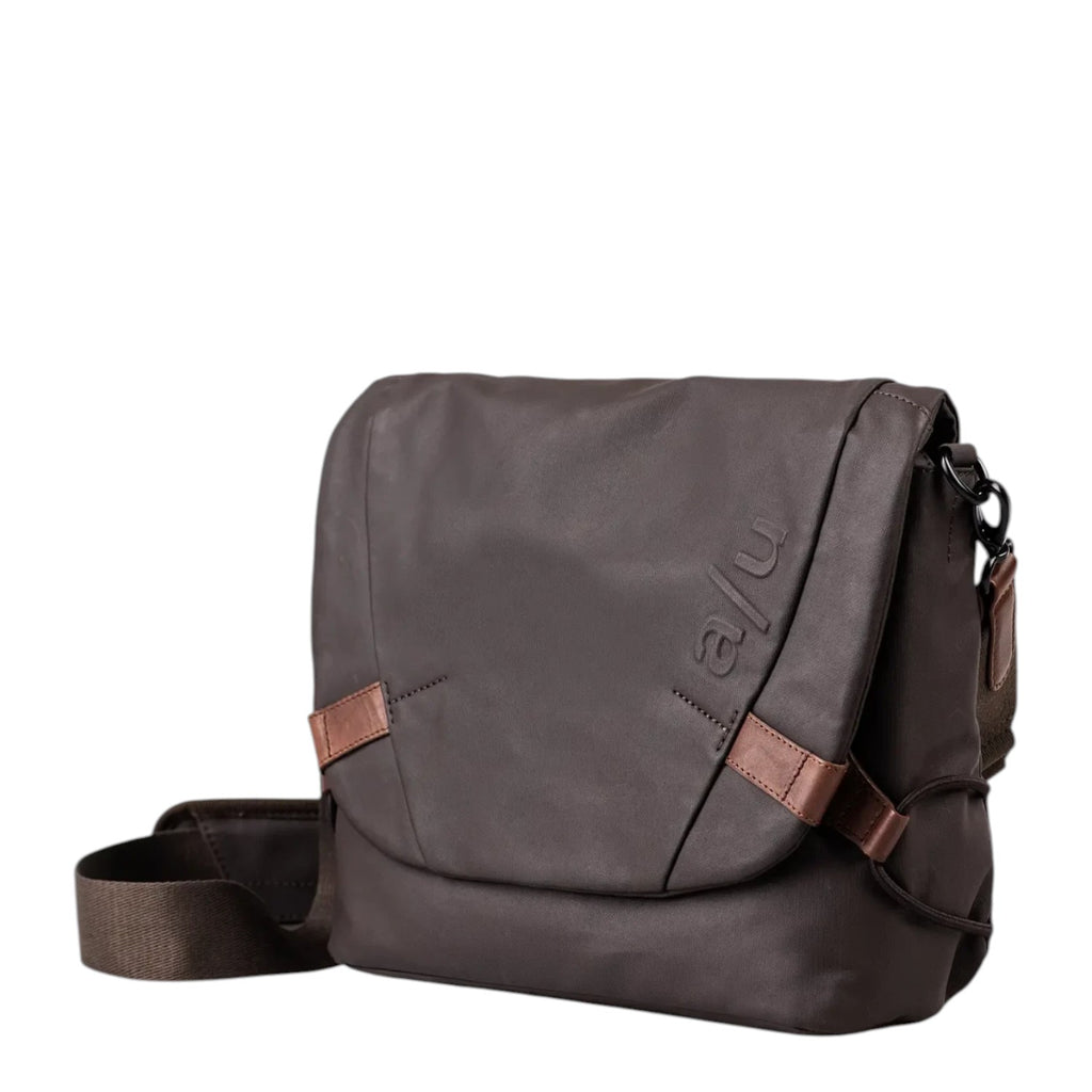 Lieblingstasche Sendai dark brown messenger bag with a flap closure and adjustable shoulder strap