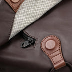 Lieblingstasche Sendai brown nylon bag with leather trim and grid pattern lining detail