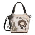 Lieblingstasche short handle bag featuring Anekke illustration, musical theme, and decorative metal charm