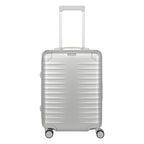 Lieblingstasche silver aluminium trolley suitcase with telescopic handle and spinner wheels, ideal for travel.