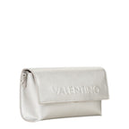 Lieblingstasche Pochette Pandia Re, a small silver clutch bag with embossed Valentino logo.