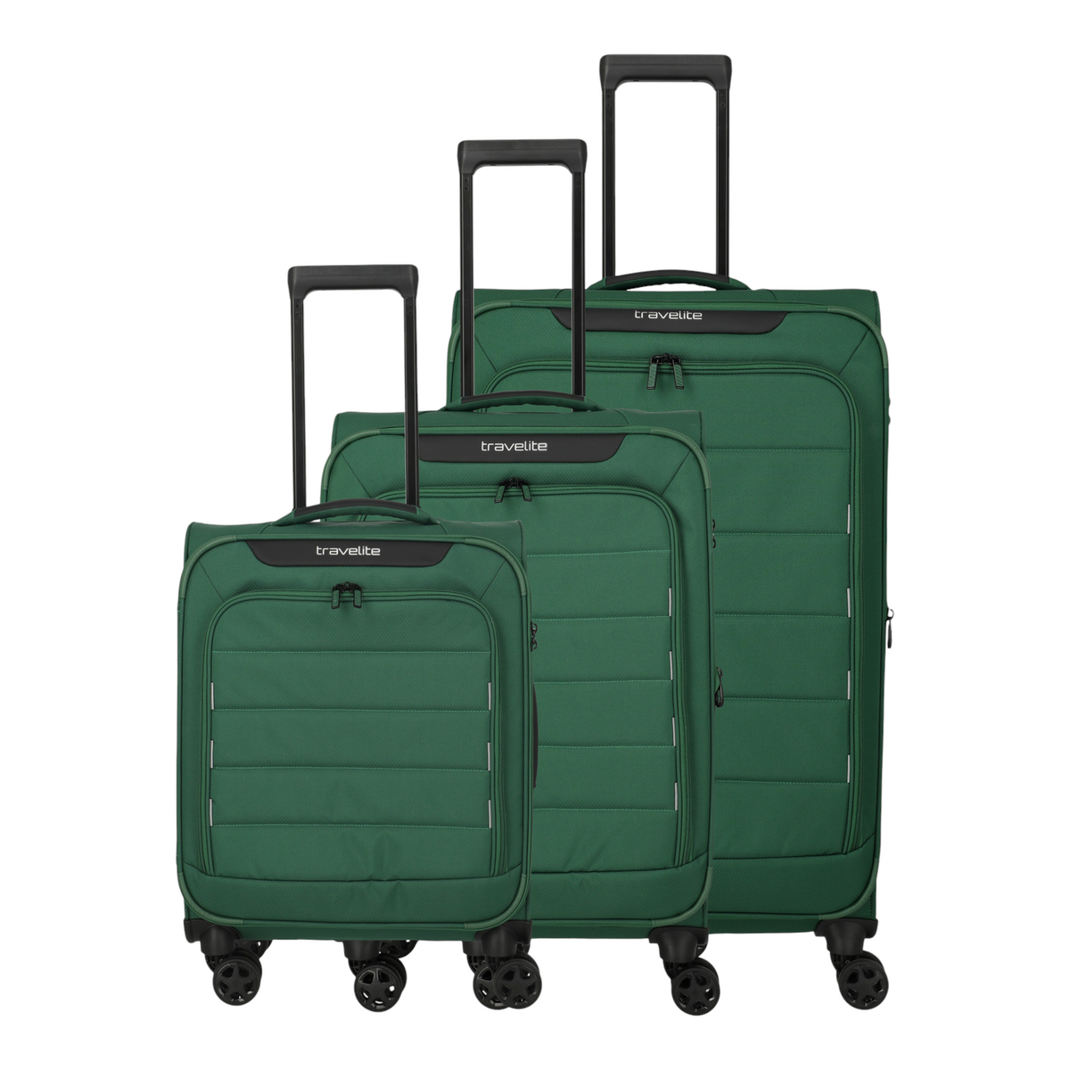 Lieblingstasche Skaii green expandable 4-wheel trolley suitcases in three different sizes with telescopic handles