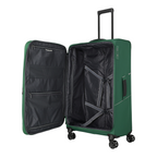 Lieblingstasche Skaii 4-wheel expandable trolley suitcase in green with open interior and packing straps