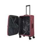 Lieblingstasche Skaii medium expandable trolley suitcase in dark red with four wheels and open interior compartments