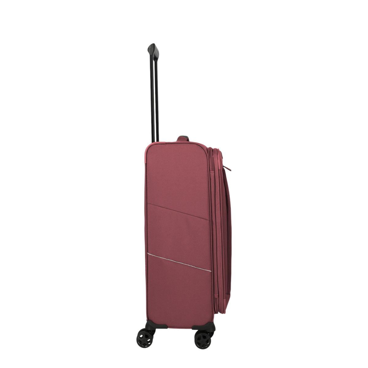 Lieblingstasche Skaii medium expandable 4-wheel trolley suitcase in dark red fabric with a side view