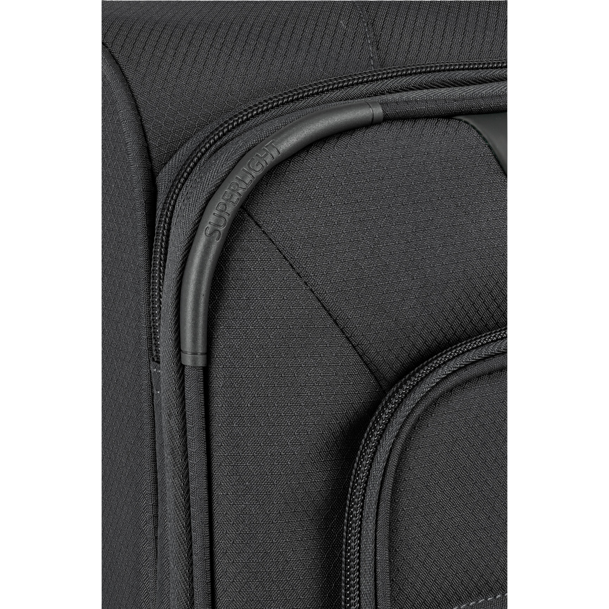 Lieblingstasche Skaii Trolley 4W S black suitcase detail with Superlight branding and durable fabric texture
