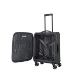 Lieblingstasche Skaii Trolley 4W S in black with open interior, mesh pockets, and packing straps