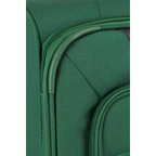 Close-up of a green Lieblingstasche Skaii Trolley 4W S suitcase featuring durable fabric and a Superlight handle.
