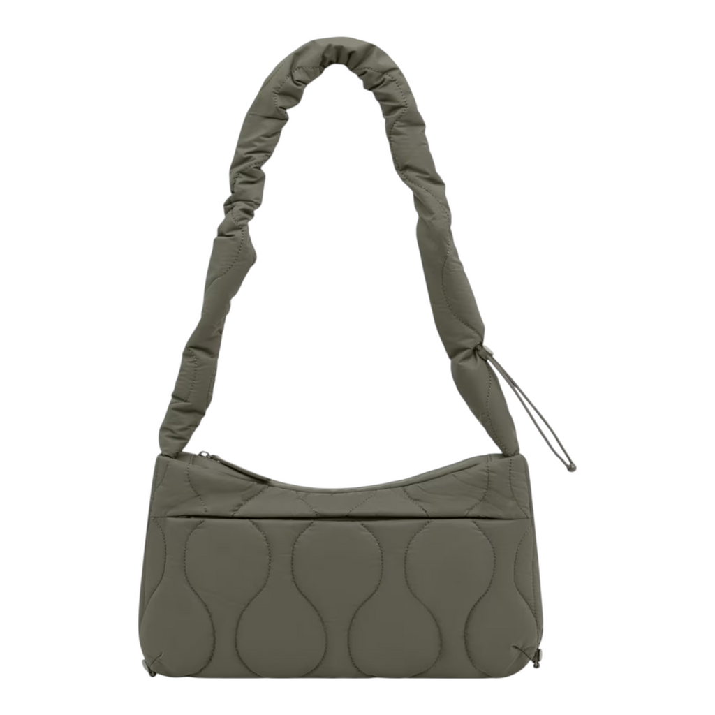 Lieblingstasche Skara Small Quilted handbag in olive green with a soft padded texture and ruched shoulder strap