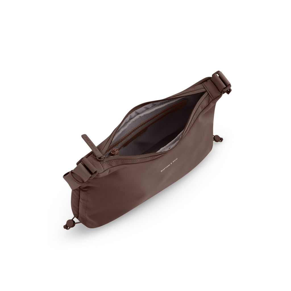 Lieblingstasche Skara Small brown crossbody bag with an open zipper top and internal compartments